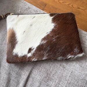 Oliveve Anthropologie Cowhide Clutch wristlet purse with Tassel